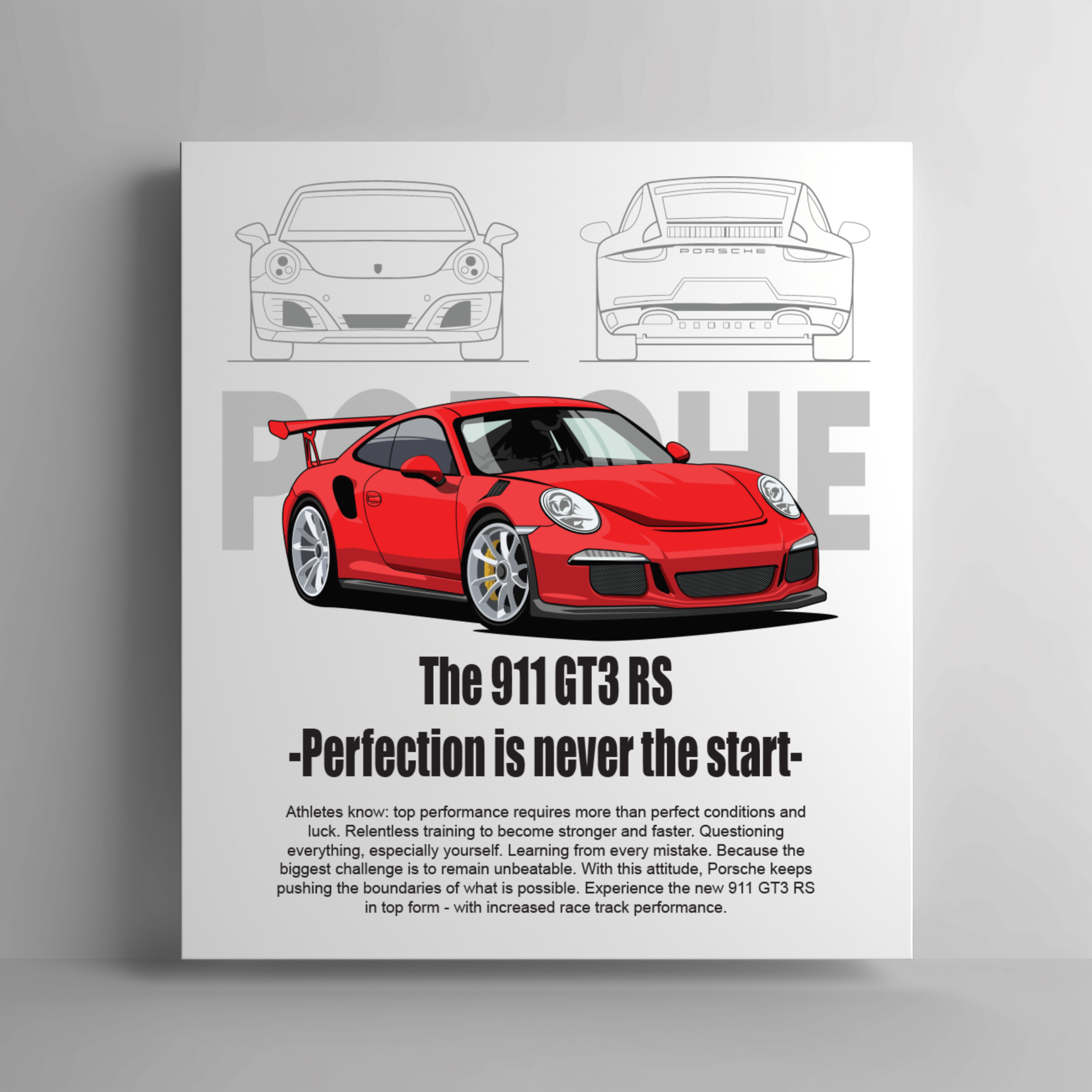 Porsche 911 GT3 RS Canvas "Perfection is never the start"