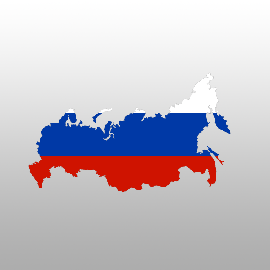 Russia Country Shaped Flag